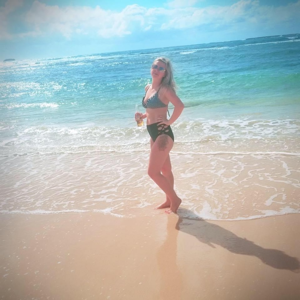 Black striped bikini high rise